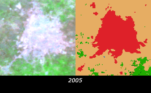 Animación del cambio anual (2005-2011) de la cobertura de suelo para el área de la Ciudad de Mérida