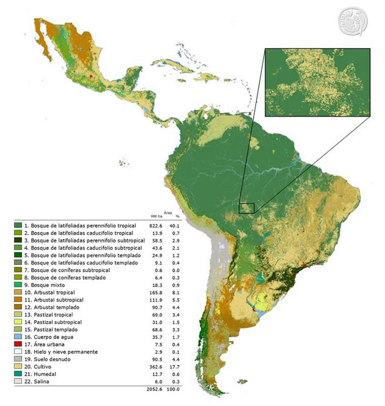 Cobertura de suelo de América Latina y el Caribe 2008